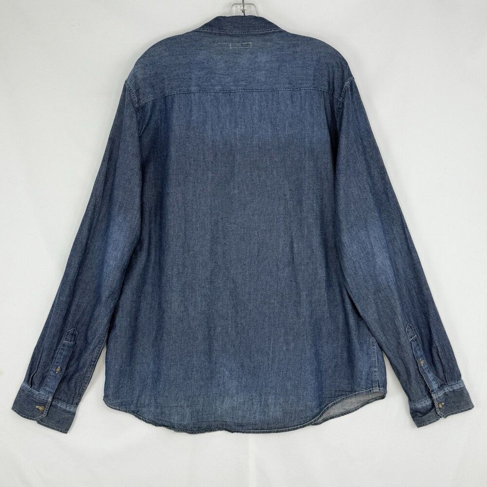 Men's Shirt XL Blue Denim Long Sleeve Button Up Pockets Classic Cotton Cape Juby - Picture 3 of 16